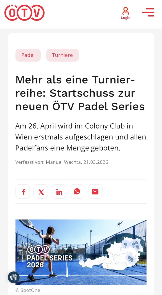 Mehr als eine Turnierreihe: Startschuss zur neuen ÖTV Padel Series